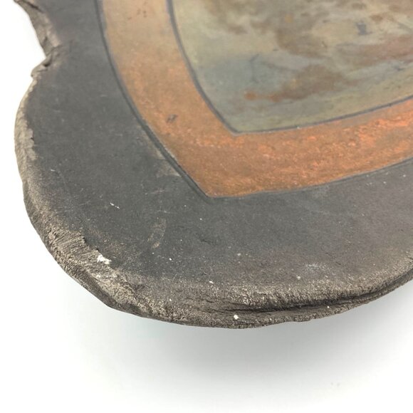 Signed Kimmberly Ioane 1992 Raku Ceramic Abstract Art Plate Wall Hanging Copper - Picture 7 of 14